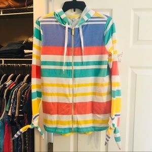 Crown & Ivy Striped Hooded Knit Jacket EUC